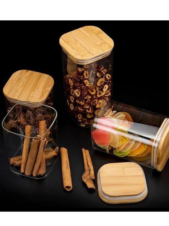 1CHASE 5-Piece Square Food Storage Jar With Airtight Bamboo Lid - Image 4